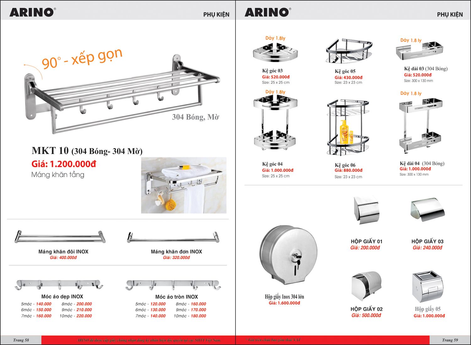Thiết bị vệ sinh ARINO Catalogue và Bảng giá mới nhất /Page 30